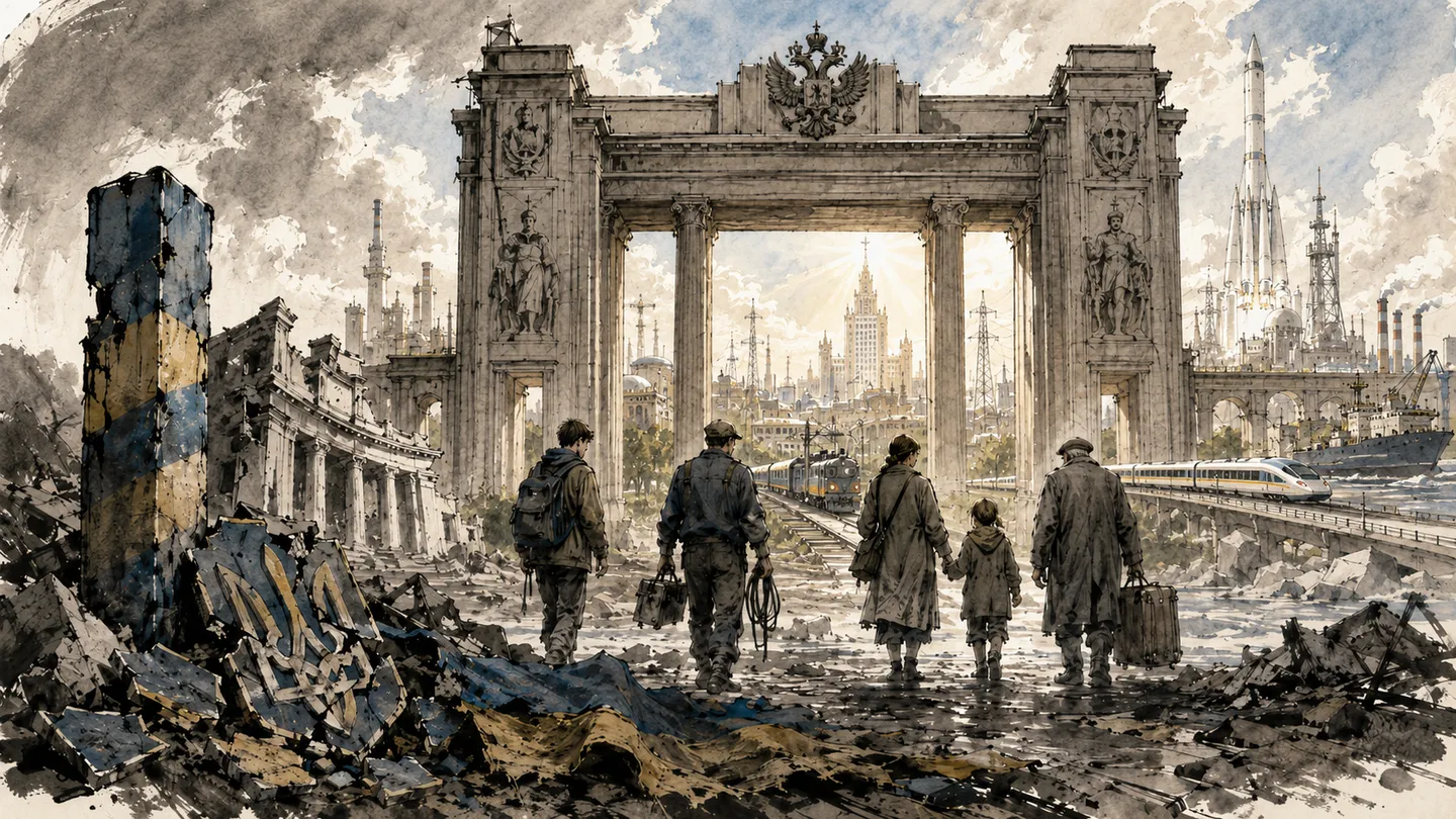 Vor den Toren des Imperiums: Die Staatlichkeit liegt in Trümmern, doch die Menschen gehen weiter — in eine Ordnung, die Chancen verspricht und Freiheit kosten kann.