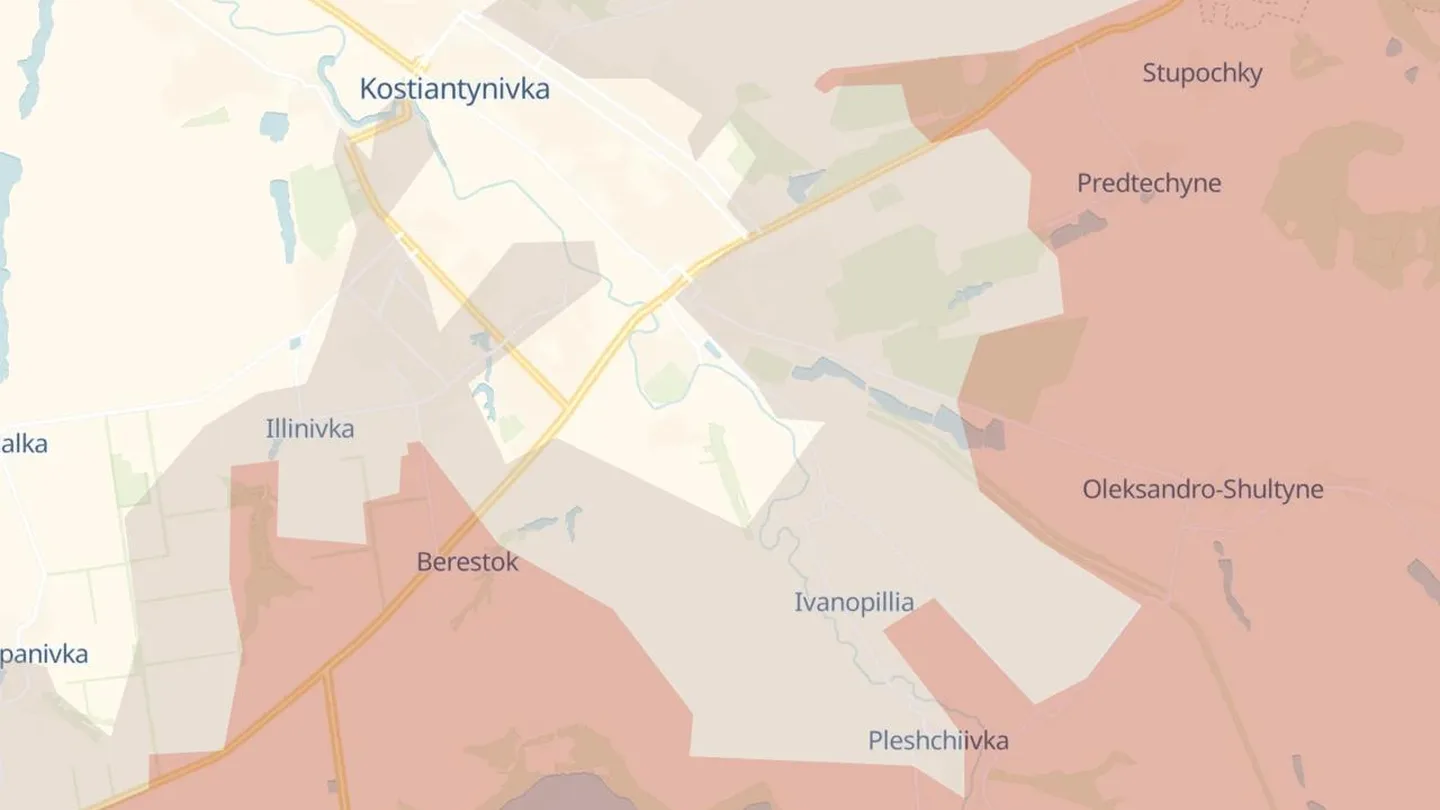 Karte zur Lage bei Kostjantyniwka mit Hinweisen auf russische Vorstösse.