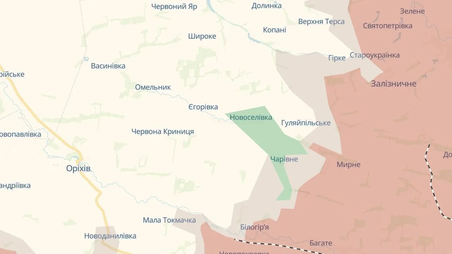 Karte oder Grafik zum Vormarsch russischer Truppen im Raum Huljajpole.